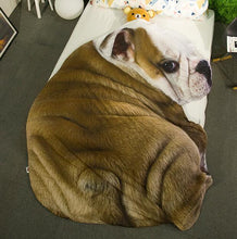 Load image into Gallery viewer, Image of a super-soft Bulldog blanket with 3D Bulldog design