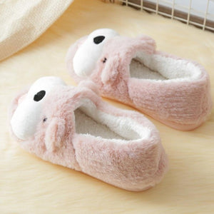 Close image of super cute and comfy Bulldog slippers in pink color