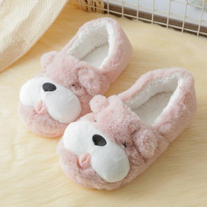 Image of super cute and comfy English Bulldog slippers in the color pink
