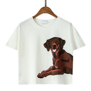 Chocolate Labrador Mom Crop Top and Shorts Sleeping Set-Apparel-Apparel, Chocolate Labrador, Dogs, Labrador, Pajamas-7