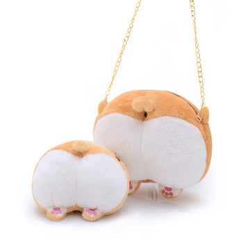 Image of two butt Corgi bags in small and medium size in the most adorable plush Corgi bum design