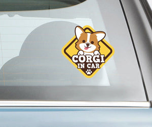 Image of Corgi car decal sticker applied on the car in the cutest Corgi in Car loving design