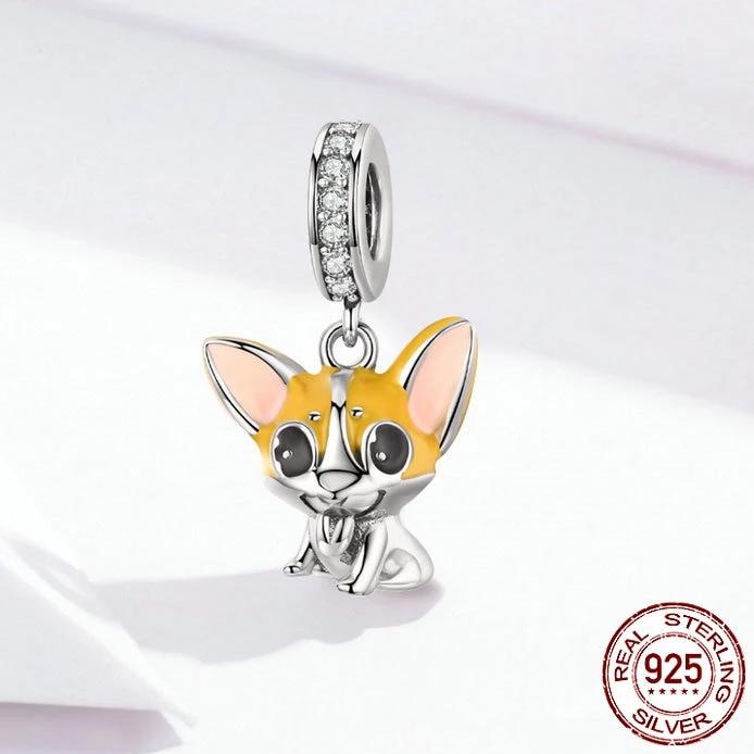 Corgi Love Silver Pendant