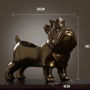 Image of two french bulldog statues with storage in brown - black