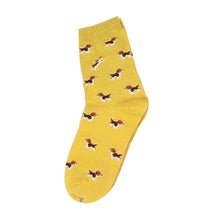 Load image into Gallery viewer, Image of a yellow beagle sock on a white background