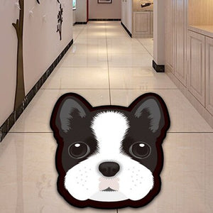 Image of a boston terrier rug in a hallway