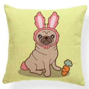 Image of rabbit ears pug pillow cover