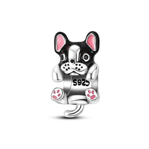 Image of a boston terrier silver charm bead