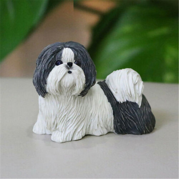 Image of a super cute Shih Tzu figurine in Black and White color