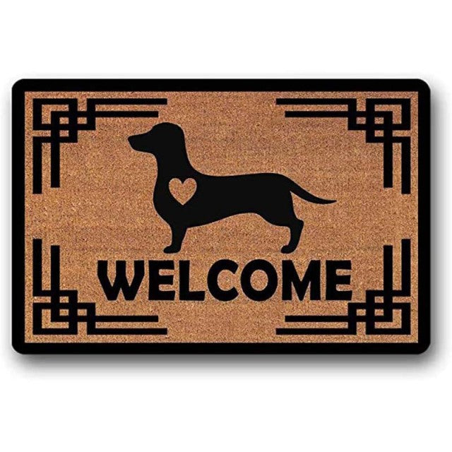 Image of a cutest welcome dachshund doormat made of rubber