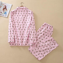 Load image into Gallery viewer, Image of a pink color Dachshund Pajama set back view with an infinite dachshund print design