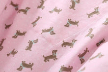 Load image into Gallery viewer, Image of a pink color Dachshund Pajama set stuff close view with an infinite dachshund print design