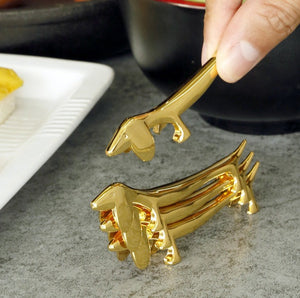 Dachshund Love Tabletop Cutlery Holders - 4 pcs-Home Decor-Cutlery, Dachshund, Dogs, Home Decor-Gold-3