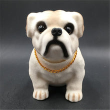 Load image into Gallery viewer, Image of english bulldog bobblehead in super cute English Bulldog wearing a gold chain design