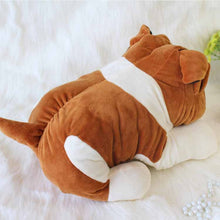Load image into Gallery viewer, Image of an orange and white english bulldog stuffed animal - back view