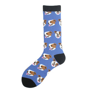 Image of bulldog socks in smiling english bulldogs design