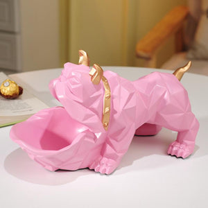 Image of an organiser English Bulldog statue in the Pink color