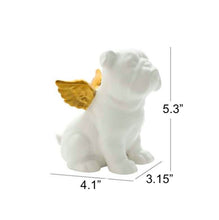 Load image into Gallery viewer, Size image of an english bulldog statue in the color white