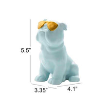 Load image into Gallery viewer, Size image of an english bulldog statue in the color light blue