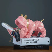 Image of an organiser english bulldog statue in the pink color