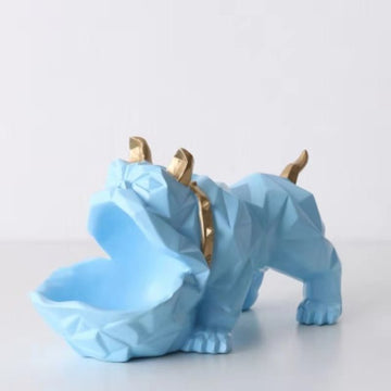 Image of a cutest organiser English Bulldog statue in the color Blue