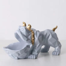 Load image into Gallery viewer, Image of a cutest organiser English Bulldog statue in the color dark grey