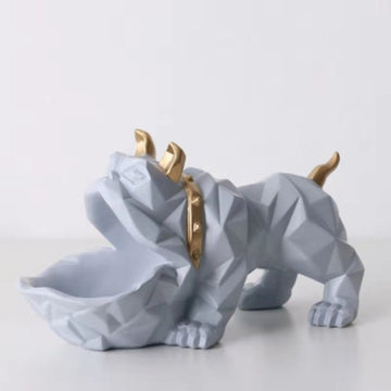 Image of a cutest organiser English Bulldog statue in the color dark grey