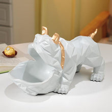 Load image into Gallery viewer, Image of a cutest organiser English Bulldog statue in the color light grey