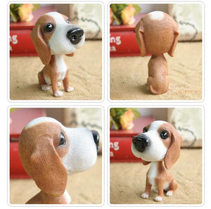 Image of the collage realistic and lifelike beagle bobblehead
