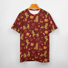 Load image into Gallery viewer, image of a maroon t-shirt - all-over print airedale terrier t-shirt