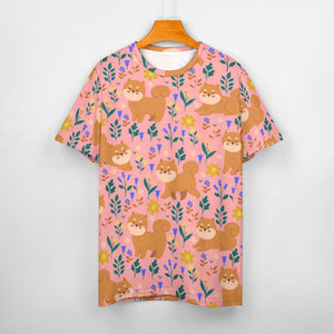 image of a peach t-shirt - shiba inu t-shirt for women