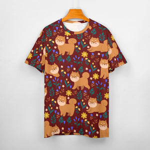 image of a maroon t-shirt - shiba inu t-shirt for women