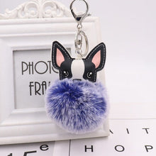 Load image into Gallery viewer, Fluffy Boston Terrier Love Keychains-Accessories-Accessories, Boston Terrier, Dogs, Keychain-Navy Blue-3
