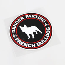 Load image into Gallery viewer, Image of a funny danger farting french bulldog car decal