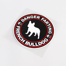 Load image into Gallery viewer, Image of a funny danger farting french bulldog car sticker