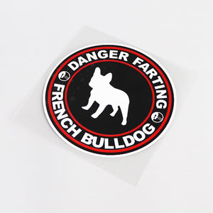 Image of a funny danger farting french bulldog car sticker