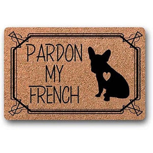 Image of a super cute french bulldog door mat