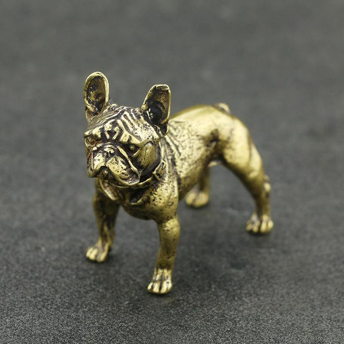 Image of french bulldog figurine made of brass with intricate French Bulldog detailing