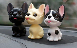 French Bulldog Love Car Bobble HeadCarImage of two french buldog bobbleheads in the color black, cream, and pied black and white