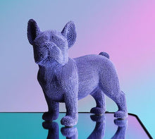 Load image into Gallery viewer, Image of a textured french bulldog statue made of resin in the color blue