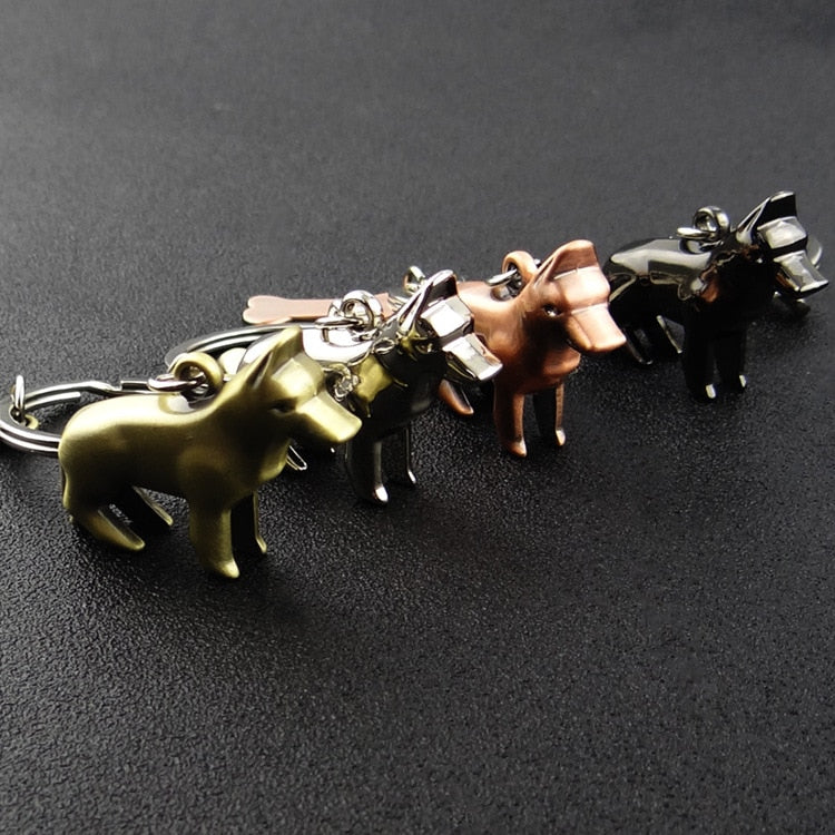 French Bulldog Keychains - Silver, Bronze, Black - Zinc Alloy