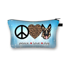 Load image into Gallery viewer, Peace, Love and German Shepherds Multipurpose Pouches-Accessories-Accessories, Bags, Dogs, German Shepherd-German Shepherd - Light Blue Background with Sparkles-2