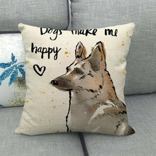 Load image into Gallery viewer, German Shepherds Make Me Happy Cushion Cover-Home Decor-Cushion Cover, Dogs, German Shepherd, Home Decor-German Shepherd - Dogs Make Me Happy-1