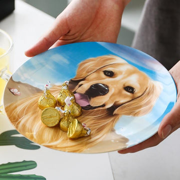 Golden Retriever Love 8" Bone China Decorative Dinner PlateHome Decor