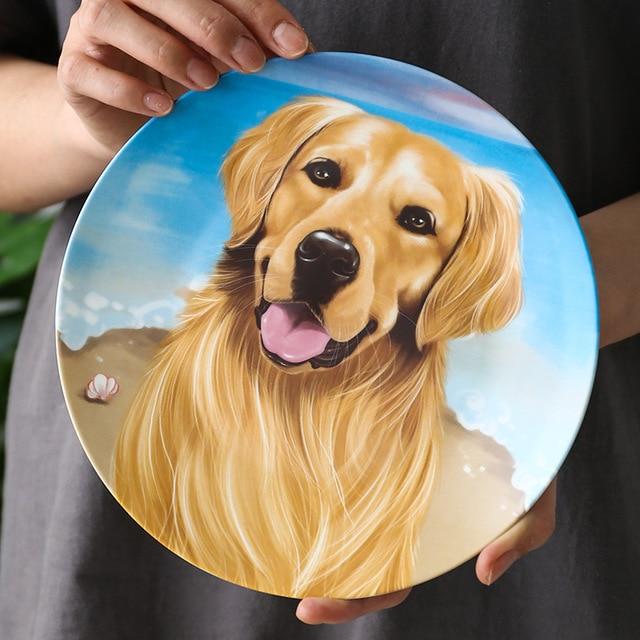 Golden Retriever Love 8" Bone China Decorative Dinner PlateHome Decor