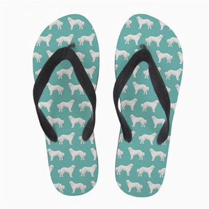 Image of great pyrenees slippers in teal color