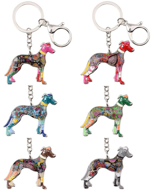 Beautiful Greyhound Love Enamel Keychains-Accessories-Accessories, Dogs, Greyhound, Keychain, Whippet-1