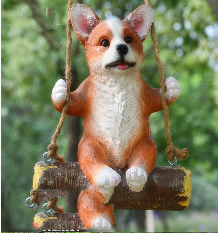 Hanging Corgi Love Garden Statues-Home Decor-Corgi, Dogs, Home Decor, Statue-Pembroke Welsh Corgi-2