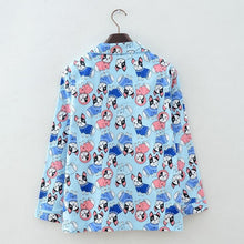 Load image into Gallery viewer, Back image of boston terrier pajamas top with baby Boston Terriers design