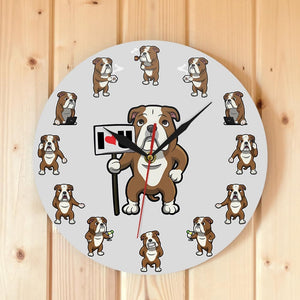 I Love My English Bulldog Wall Clock-Home Decor-Dogs, English Bulldog, Home Decor, Wall Clock-4
